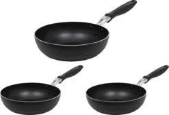 Resto Kitchenware Wokpannenset Antares ø 24 + 26 + 28 Cm - Inductie En Alle Andere Warmtebronnen
