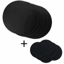 Jay Hill 6 Placemats + 6 Onderzetters Rond - Vegan Leer - Zwart