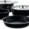 Alessi Pannenset Pots&Pans - AJM100S6 A - Zwart - 4 Delige Set - Door Jasper Morrison