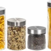 Sareva Voorraadpotten - Glas / RVS Deksel - 4 Delige Set