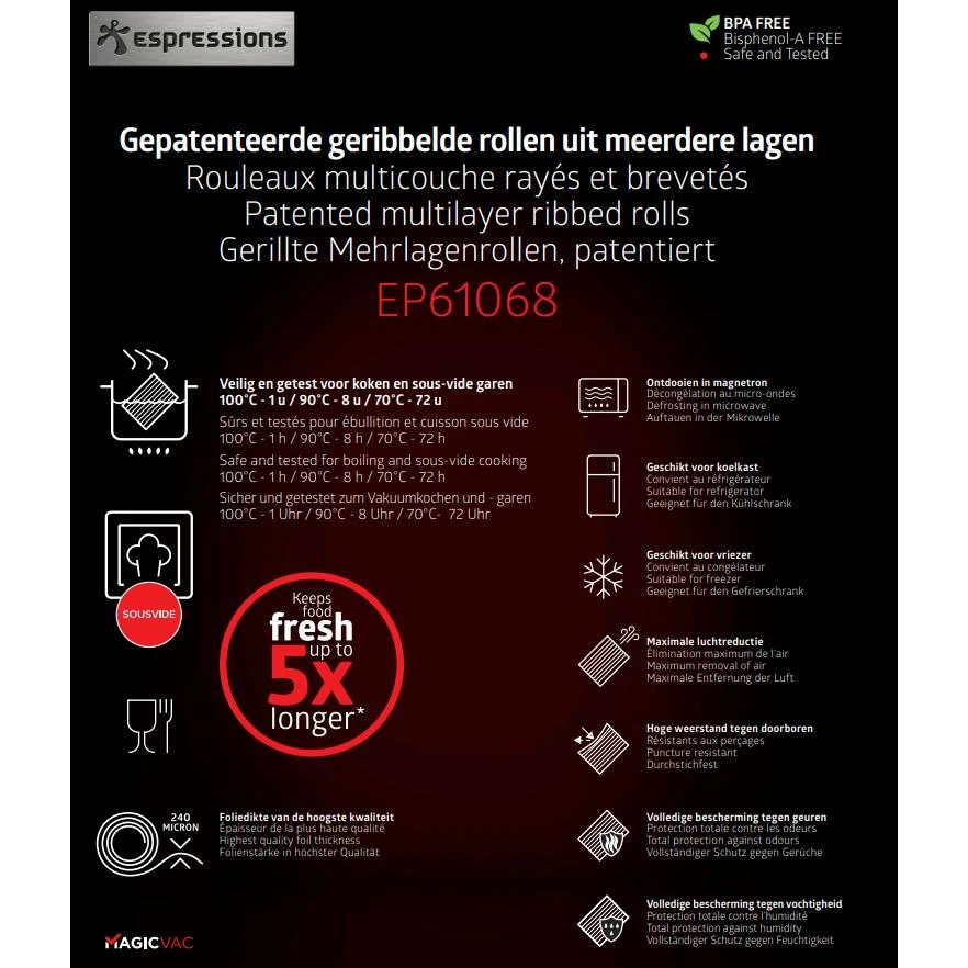 Espressions Vacumeerfolie 600 X 30 Cm - 2 Stuks - Geschikt Voor Foodsaver - Image 3