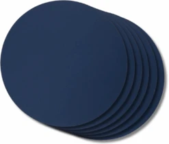 Jay Hill Placemats - Vegan Leer - Grijs / Blauw - Dubbelzijdig - ø 38 Cm - 6 Stuks