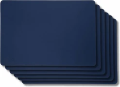 Jay Hill Placemats - Vegan Leer - Grijs / Blauw - Dubbelzijdig - 46 X 33 Cm - 6 Stuks