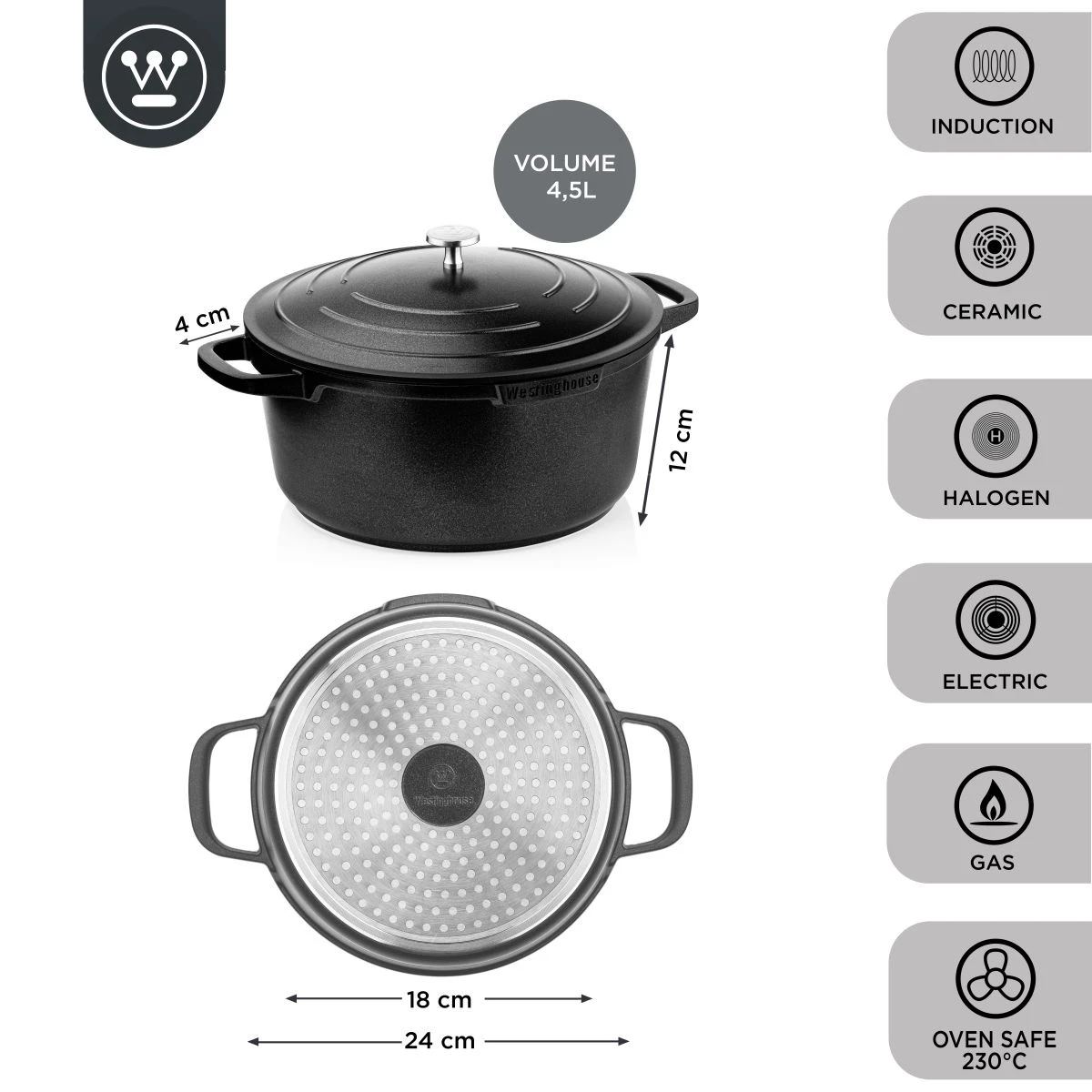 Westinghouse Braadpan Performance - Blissful Black - ø 28 Cm / 6.7 Liter - Image 5